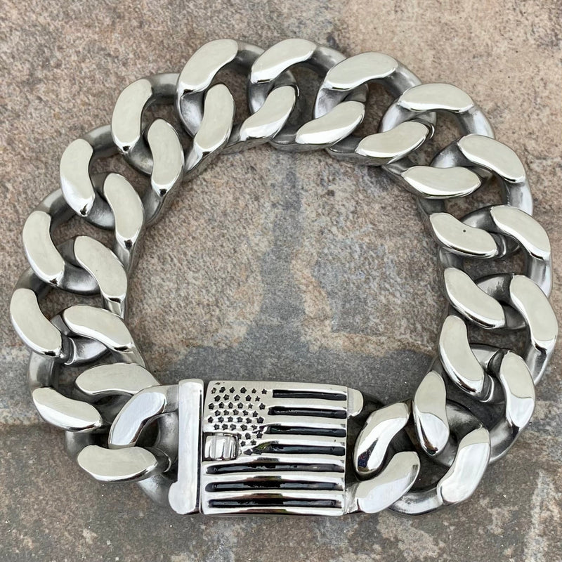 Sanity Jewelry Bracelet Bagger Bracelet - "EASY RIDER" - American Flag Polished - 3/4" wide - B123