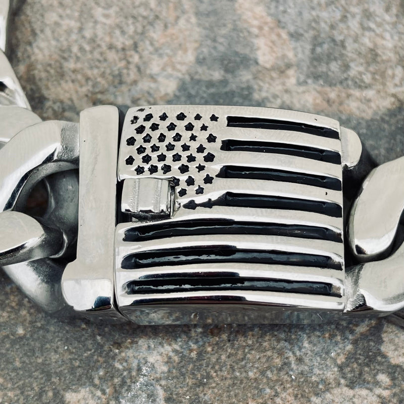 Sanity Jewelry Bracelet Bagger Bracelet - "EASY RIDER" - American Flag Polished - 3/4" wide - B123