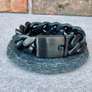 Sanity Jewelry Bracelet Bagger Bracelet - "EASY RIDER" - Matte Black Stainless - 3/4" wide - B75