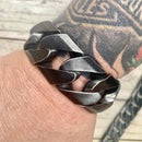 Bagger Bracelet - Gunmetal Stainless - 1.25" Wide- The Classic - B27 Bracelet Biker Jewelry Skull Jewelry Sanity Jewelry Stainless Steel jewelry