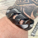 Bagger Bracelet - Gunmetal Stainless - 1.25" Wide- The Classic - B27 Bracelet Biker Jewelry Skull Jewelry Sanity Jewelry Stainless Steel jewelry