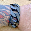 Bagger Bracelet - Matte Black - 1.25" Wide- The Classic - B28 Bracelet Biker Jewelry Skull Jewelry Sanity Jewelry Stainless Steel jewelry