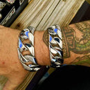 Bagger Bracelet - Polished Stainless - 1.25" Wide- The Classic - B29 Bracelet Biker Jewelry Skull Jewelry Sanity Jewelry Stainless Steel jewelry