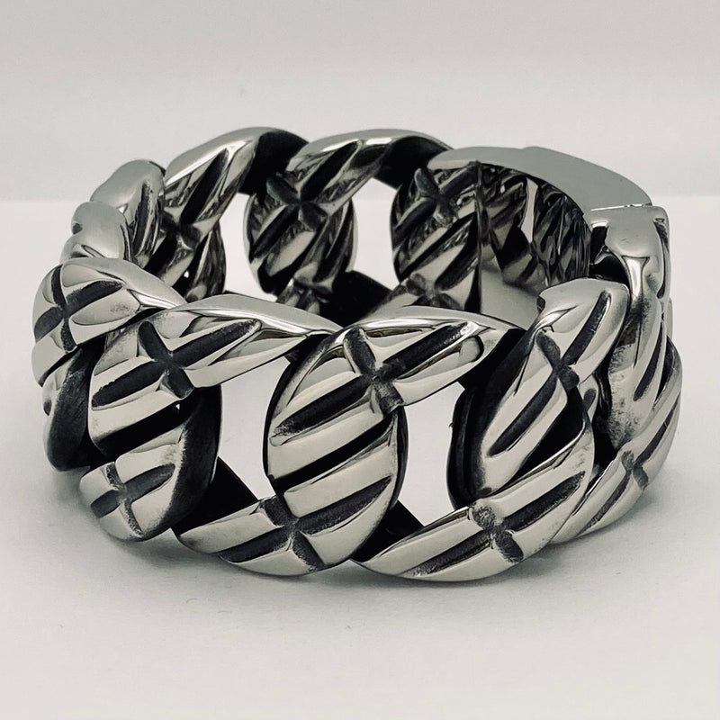 Sanity Jewelry Bracelet Bagger Bracelet - Royalty - Polished Stainless - 1.25" Wide- The Classic - B136