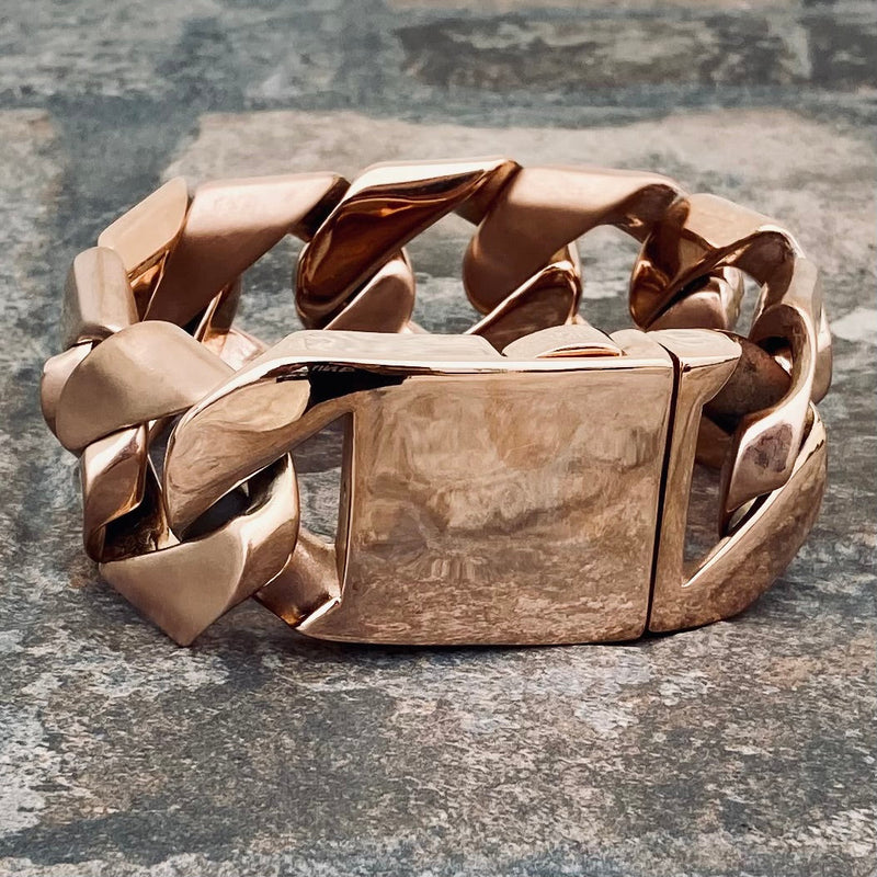 Sanity Jewelry Bracelet Bagger Bracelet - Two Tone Brushed Rose Gold/Polished Rose Gold - 1.25" Wide- The Classic - B14