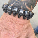 BLACK HILLS - SKULL BRACELET - GUN METAL SKULLS - B35 Bracelet Biker Jewelry Skull Jewelry Sanity Jewelry Stainless Steel jewelry