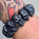 BLACK HILLS - SKULL BRACELET - MATTE BLACK SKULLS - B36 Bracelet Biker Jewelry Skull Jewelry Sanity Jewelry Stainless Steel jewelry