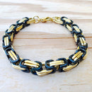 Bracelet - DAYTONA BEACH DELUXE - BLACK & GOLD - 1/4 inch wide - B39 Bracelet Biker Jewelry Skull Jewelry Sanity Jewelry Stainless Steel jewelry