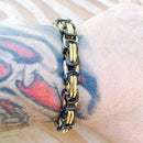 Bracelet - DAYTONA BEACH DELUXE - BLACK & GOLD - 1/4 inch wide - B39 Bracelet Biker Jewelry Skull Jewelry Sanity Jewelry Stainless Steel jewelry