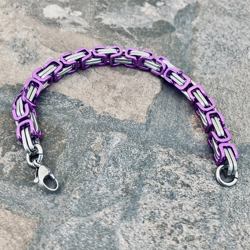 Sanity Jewelry Bracelet Bracelet - DAYTONA BEACH DELUXE - Purple & Silver - 1/4 inch wide - B46