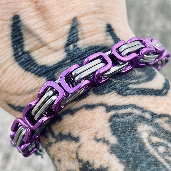 Sanity Jewelry Bracelet Bracelet - DAYTONA BEACH DELUXE - Purple & Silver - 1/4 inch wide - B46
