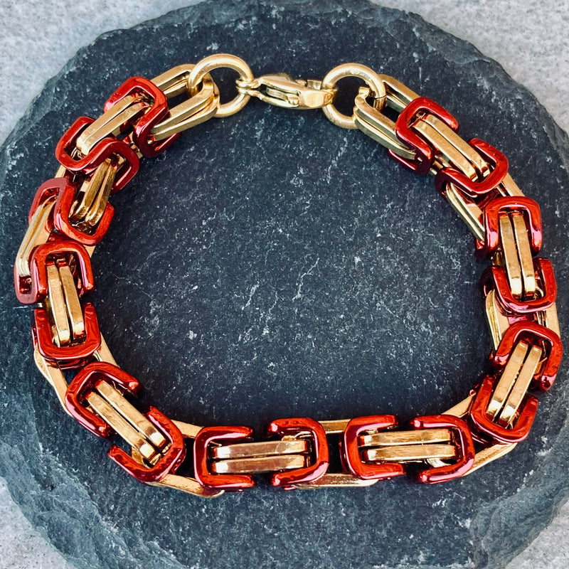 Sanity Jewelry Bracelet Bracelet - DAYTONA BEACH DELUXE Red & Gold - 1/4 inch wide - B48