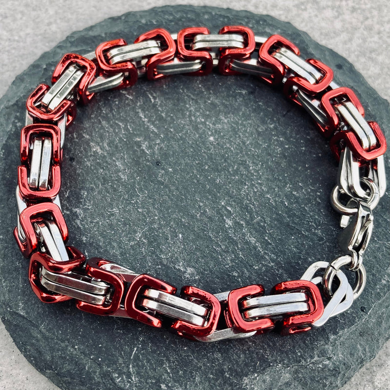 Sanity Jewelry Bracelet Bracelet - DAYTONA BEACH DELUXE - Red & Silver - 1/4 inch wide - B45