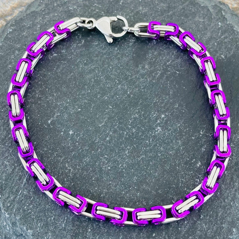 Sanity Jewelry Bracelet Bracelet - DAYTONA BEACH MINI - Purple & Silver - 1/8 inch wide - NO10B