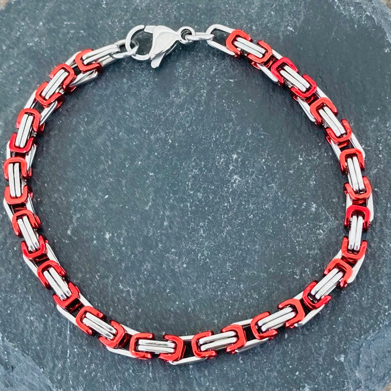 Sanity Jewelry Bracelet Bracelet - DAYTONA BEACH MINI - Red & Silver - 1/8 inch wide - NO7B