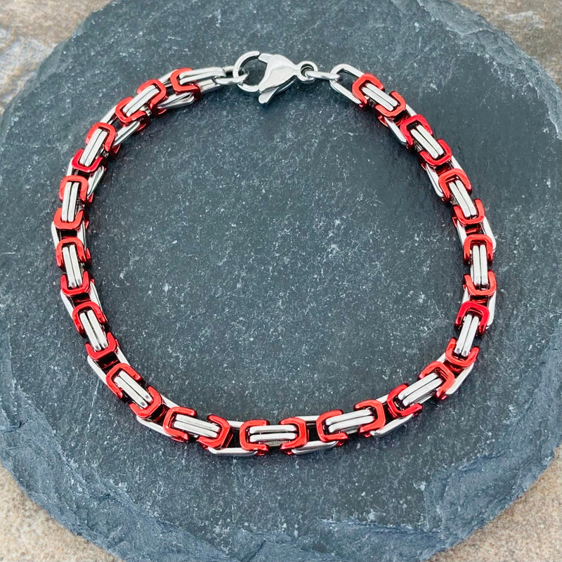Sanity Jewelry Bracelet Bracelet - DAYTONA BEACH MINI - Red & Silver - 1/8 inch wide - NO7B