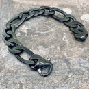 SANITY JEWELRY® Bracelet - Figaro - Classic - Black Stainless - 1/2" Wide - FB04