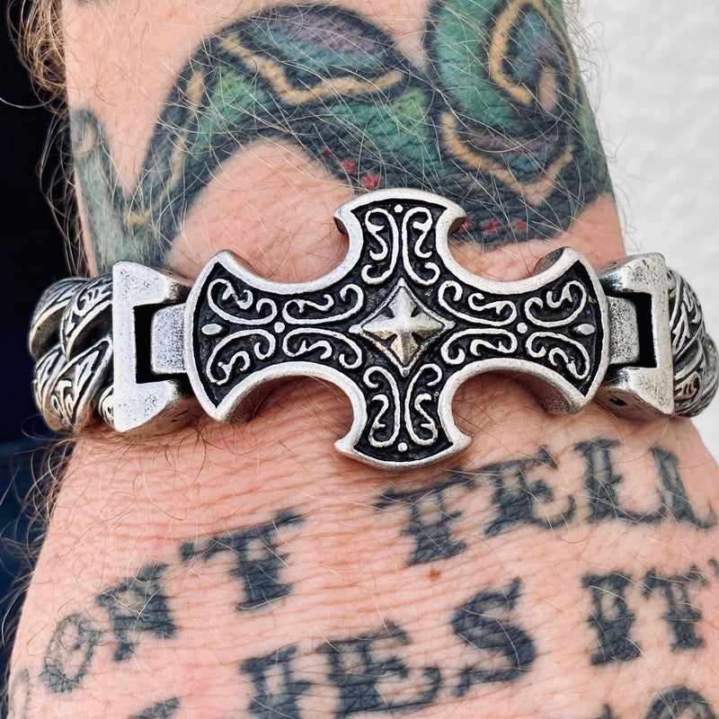 Sanity Jewelry Bracelet Knight's Bracelet - The Templar - Brushed Stainless - B110