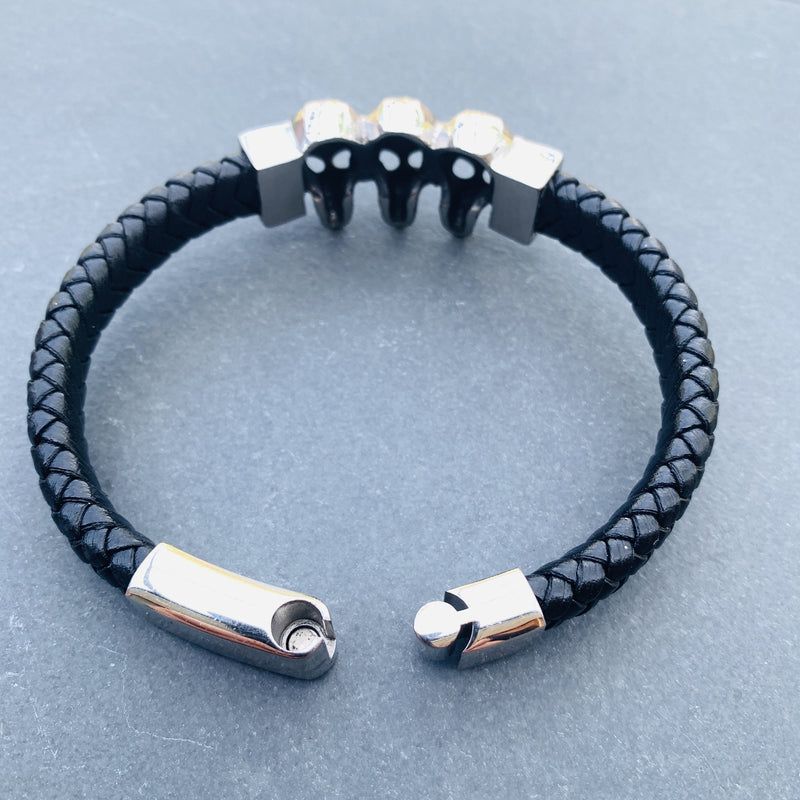 Leather & Stainless Steel- "Scarface" Bracelet - B80 Bracelet Biker Jewelry Skull Jewelry Sanity Jewelry Stainless Steel jewelry