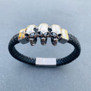 Leather & Stainless Steel- "Scarface" Bracelet - B80 Bracelet Biker Jewelry Skull Jewelry Sanity Jewelry Stainless Steel jewelry