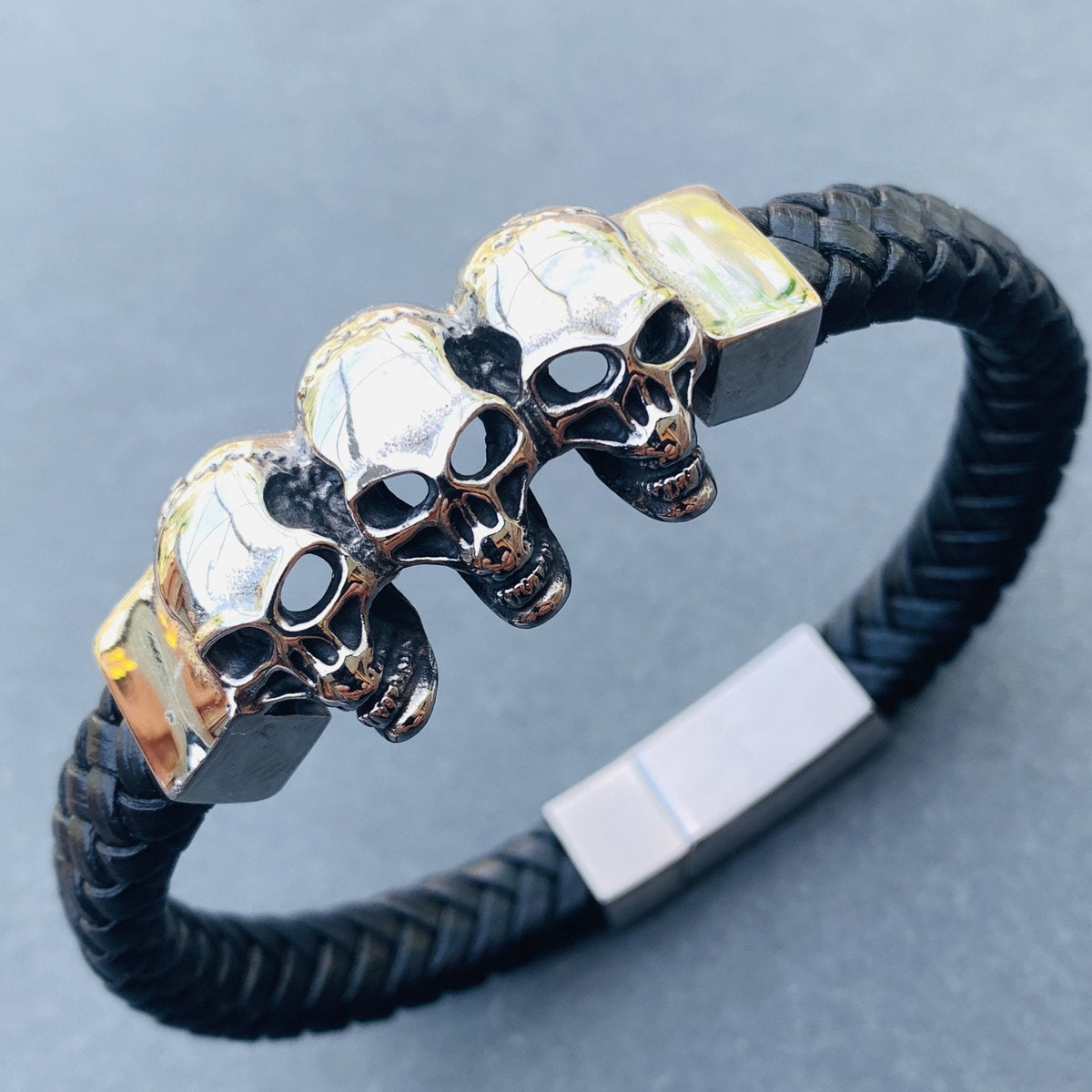 Bracelet | Leather & Stainless Steel - Scarface | Sanity Jewelry