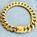 "Dog Collar -Gold" - Sanity's BadAss Custom - 1" wide - Lengths 18, 20, 22  & 24" D83 Dog Collar / Dog Chain Biker Jewelry Skull Jewelry Sanity Jewelry Stainless Steel jewelry