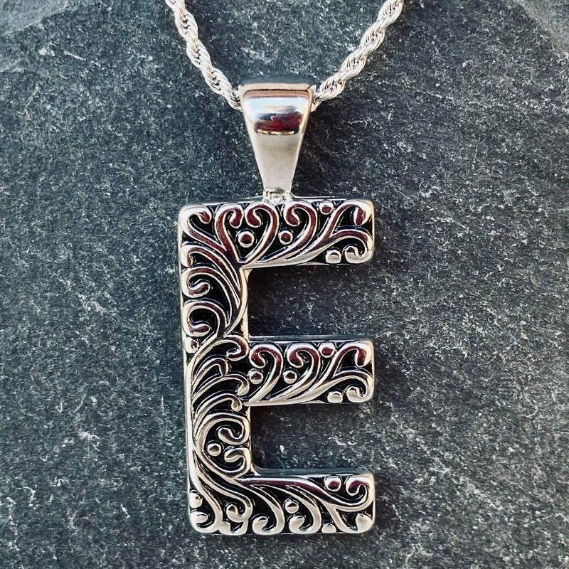 SANITY JEWELRY® E / 16" Stainless Steel Classic Chain Ladie's Letter Pendants