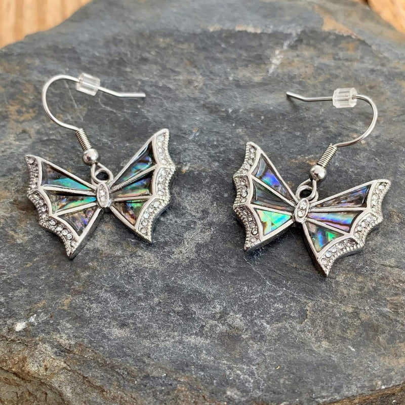 Abalone - Bat Wings Earrings SK2561E Earrings Biker Jewelry Skull Jewelry Sanity Jewelry Stainless Steel jewelry