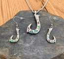 Abalone - Fishing Hook Earrings SK2569E Earrings Biker Jewelry Skull Jewelry Sanity Jewelry Stainless Steel jewelry