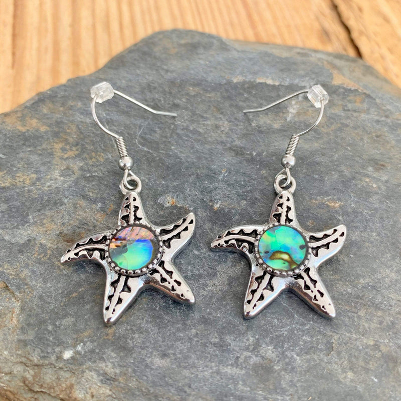 Abalone - Starfish Earrings SK2565E Earrings Biker Jewelry Skull Jewelry Sanity Jewelry Stainless Steel jewelry