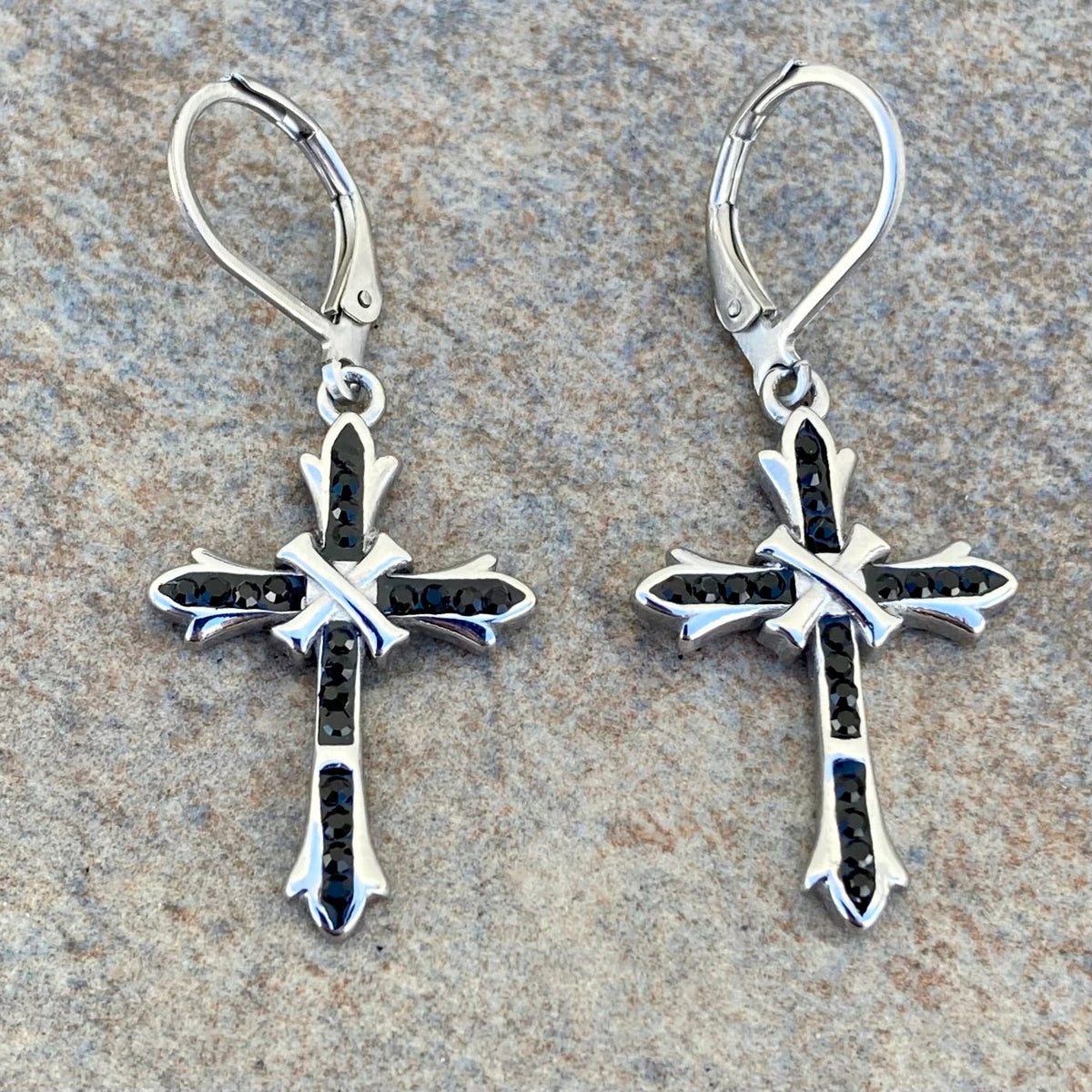 earrings-bling-cross-black-