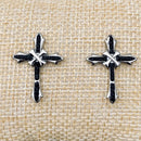 Sanity Jewelry Earrings Bling Cross - Black Stone - Stud - Earrings -  SK2605E