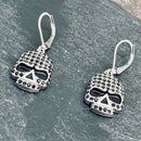 Sanity Jewelry Earrings Bling Skull Earrings - Black Stone - French Wire - SK2594E