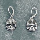 Sanity Jewelry Earrings Bling Skull Earrings - Black Stone - French Wire - SK2594E