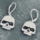 Sanity Jewelry Earrings Bling Skull Earrings - White Stone - French Wire - SK2595E