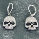 Sanity Jewelry Earrings Bling Skull Earrings - White Stone - French Wire - SK2595E