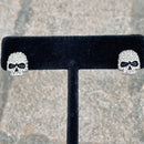 Sanity Jewelry Earrings Bling Skull Earrings - White Stone - Small Stud - SK2595E