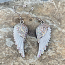 "Crystal Angel Wings" Earrings - Rainbow Stones -  SK2254E Earrings Biker Jewelry Skull Jewelry Sanity Jewelry Stainless Steel jewelry