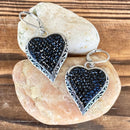 Sanity Jewelry Earrings Crystal Heart Earrings - Black - Lever Back - AJ2LE