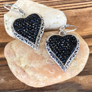 Sanity Jewelry Earrings Crystal Heart Earrings - Black - Lever Back - AJ2LE