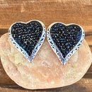 Sanity Jewelry Earrings Crystal Heart Earrings - Black - Stud - AJ02S