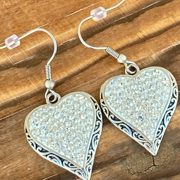 Sanity Jewelry Earrings Crystal Heart Earrings - White - French Wire AJ01E