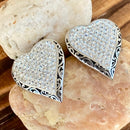 Sanity Jewelry Earrings Crystal Heart Earrings - White - Stud - AJ01S