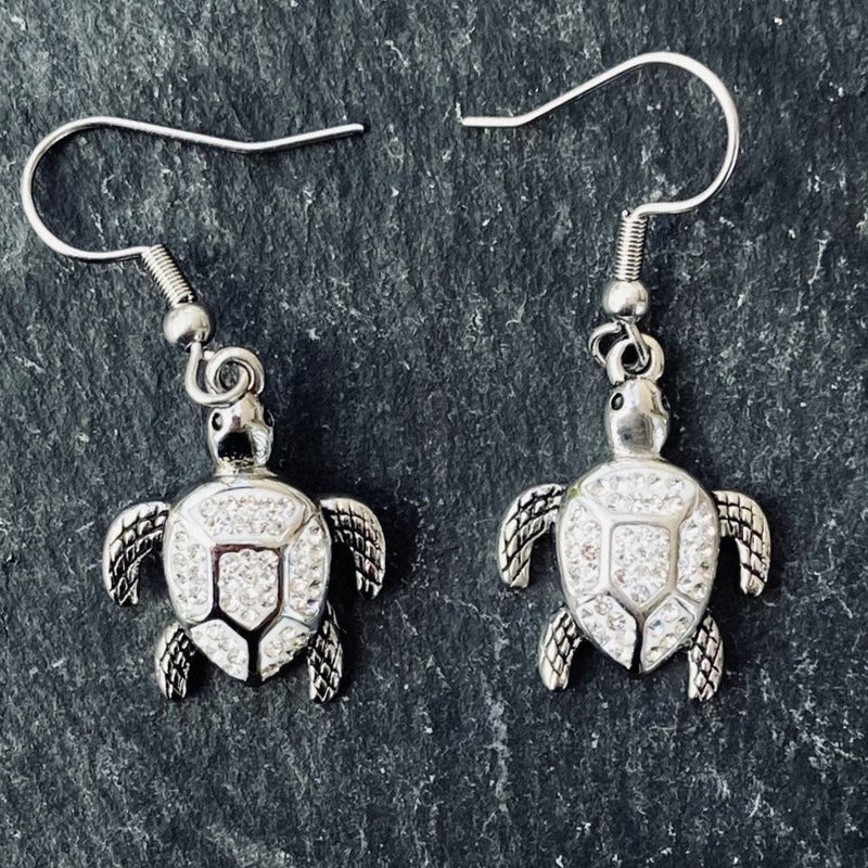 "Crystal Land Turtle" Earrings - SK2591E Earrings Biker Jewelry Skull Jewelry Sanity Jewelry Stainless Steel jewelry