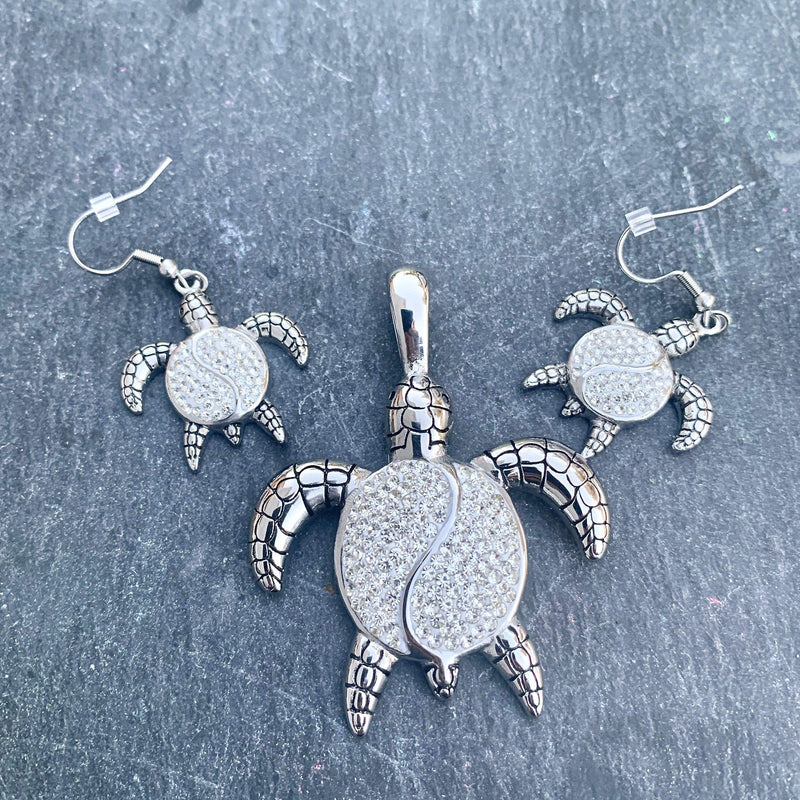 Crystal Sea Turtle Earrings SK Earrings Biker Jewelry Skull Jewelry Sanity Jewelry Stainless Steel jewelry