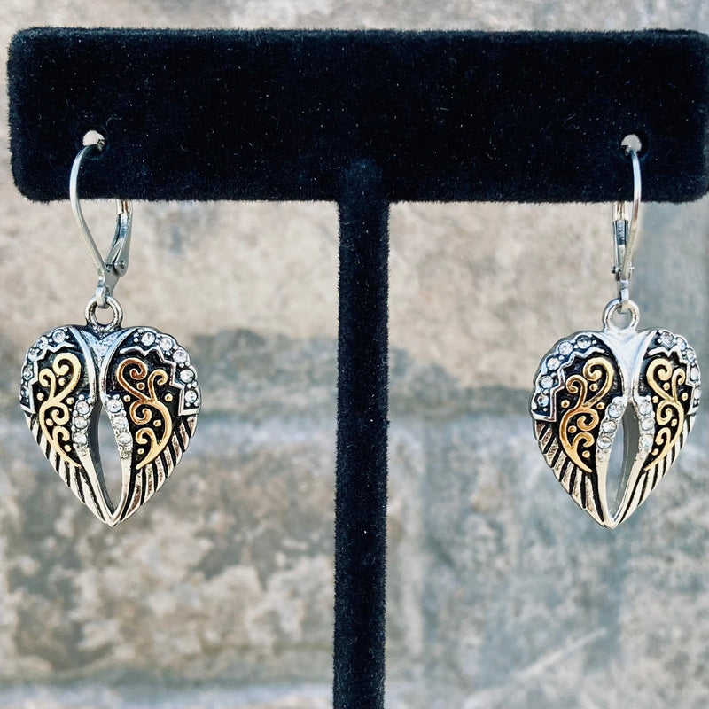 Sanity Jewelry Earrings "Mini Angel Wings" Earrings - Double Silver & Gold Bling - SK2533E
