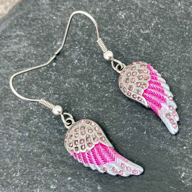 Sanity Jewelry Earrings "Mini Angel Wings" Earrings - Pink Bling - SK2538E