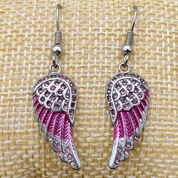 Sanity Jewelry Earrings "Mini Angel Wings" Earrings - Pink Bling - SK2538E