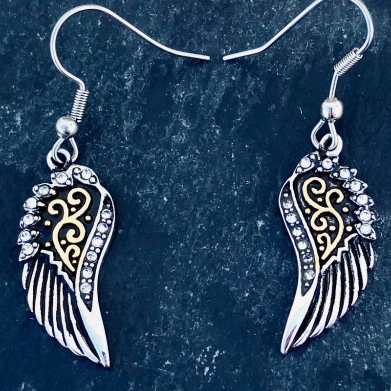 Sanity Jewelry Earrings "Mini Angel Wings" Earrings - Silver & Gold Bling -  SK2534E