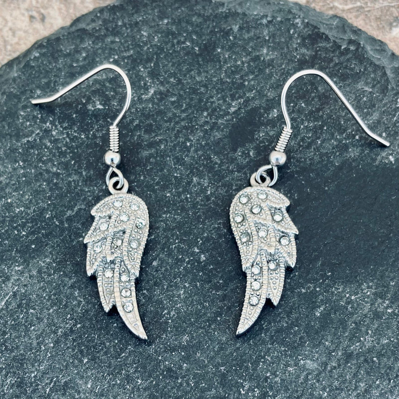 Sanity Jewelry Earrings "Mini Angel Wings" Earrings - White Bling - French Wire -  SK2235E